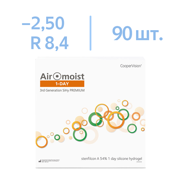 Линзы CooperVision Airomoist 1-Day BC 8.4 SPH -2.50 90 шт