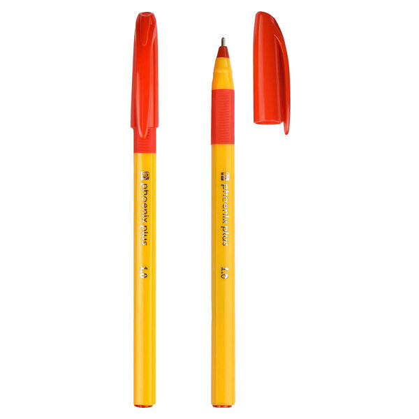 Ручка шариковая Феникс+, 1.0 мм, цвет чернил: красный, тиснение серебряной фольгой