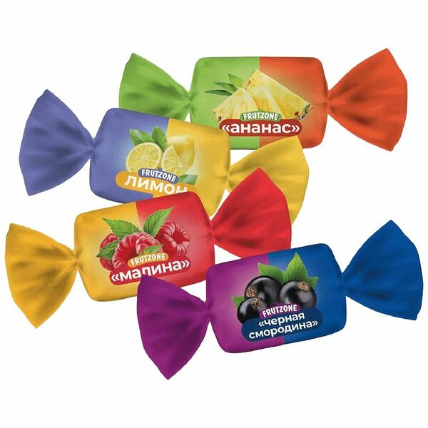 Конфеты Frutzone Ананас-Лимон-Малина-Черная смородина жевательные