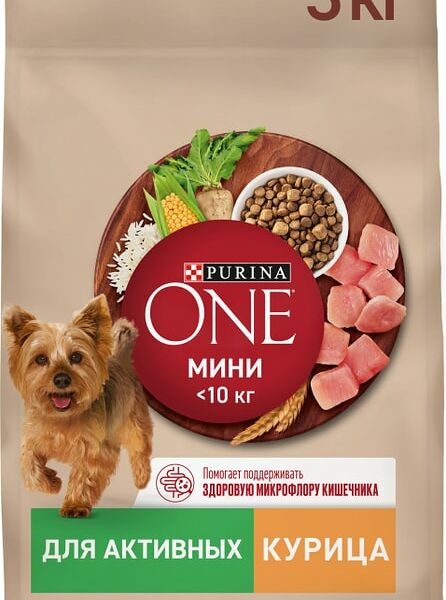 Сухой корм для собак Purina ONE для мелких пород с активным образом жизни с курицей и рисом 3кг