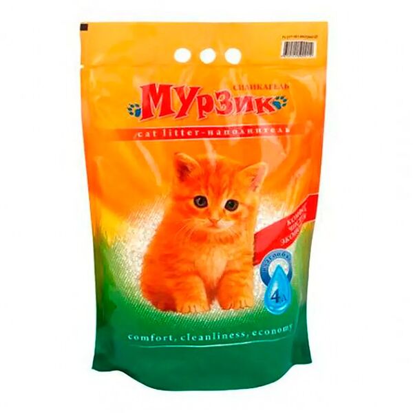 Наполнитель Мурзик для кошачьего туалета силикагелевый 4 л