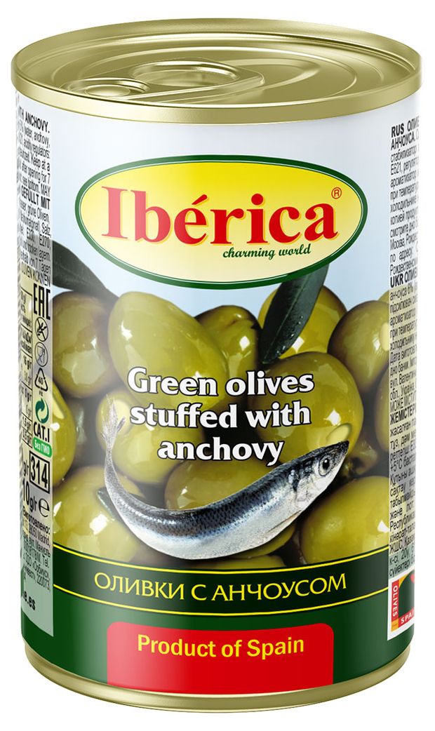 

Оливки Iberica с анчоусом 300 г