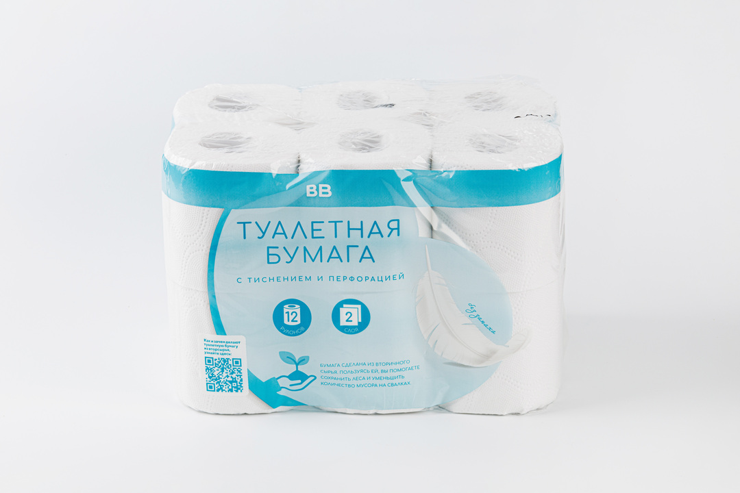 

Бумага туалетная ВкусВилл 12 рулонов 2 слоя