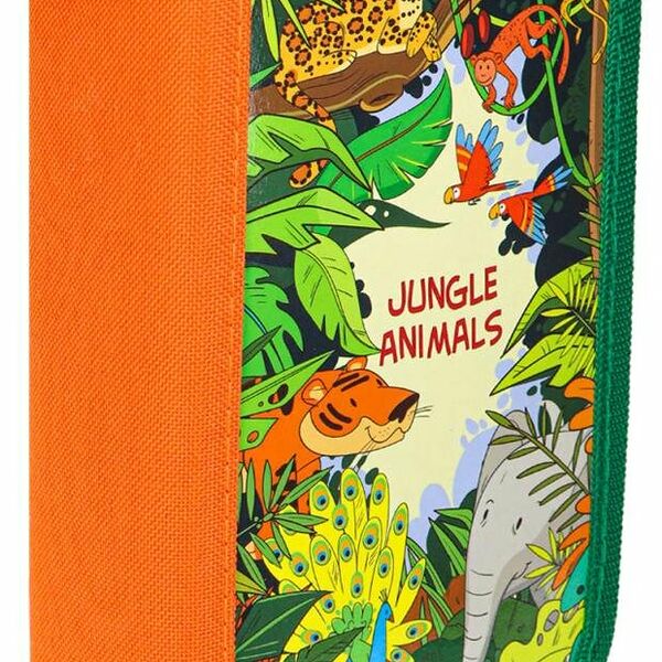 Пенал Profit Животные из джунглей трехсекционный большой 190х105 мм