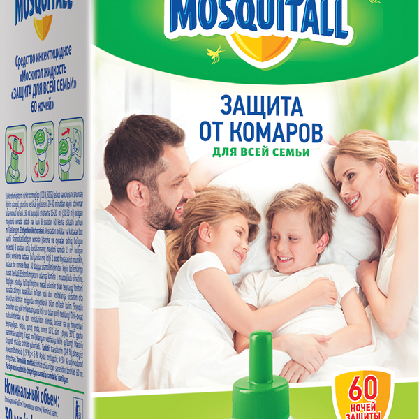 Жидкость 60 ночей Защита д/всей семьи от комаров 30мл MOSQUITALL