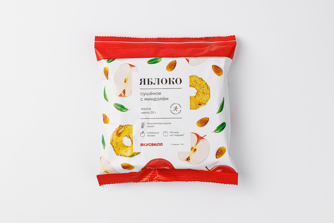 

Чипсы яблочные ВкусВилл с миндалем, 35 г