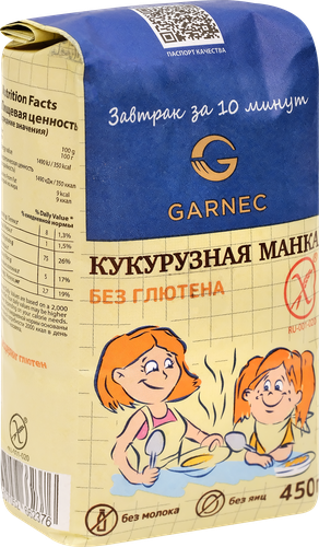 

Манка кукурузная Гарнец Завтрак за 10 минут без глютена, 450 г