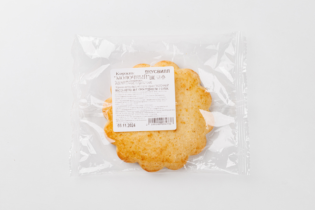 

Коржик ВкусВилл молочный 80 г