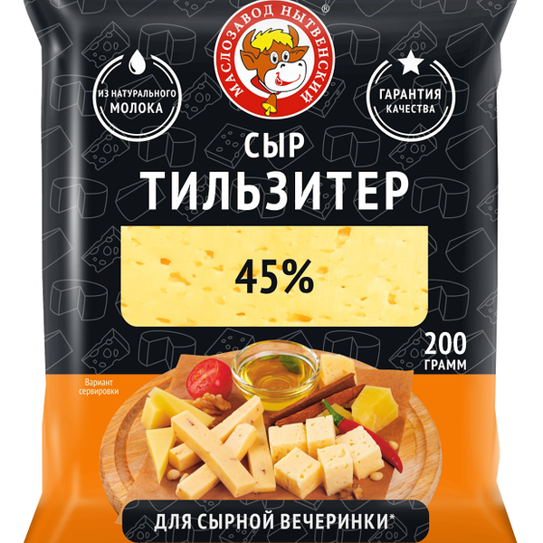 Сыр полутвердый Тильзитер 45% ТМ Маслозавод Нытвенский
