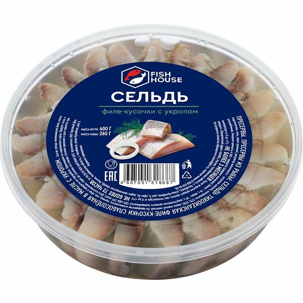 Сельдь Fish House в укропном соусе филе-кусочки 400г