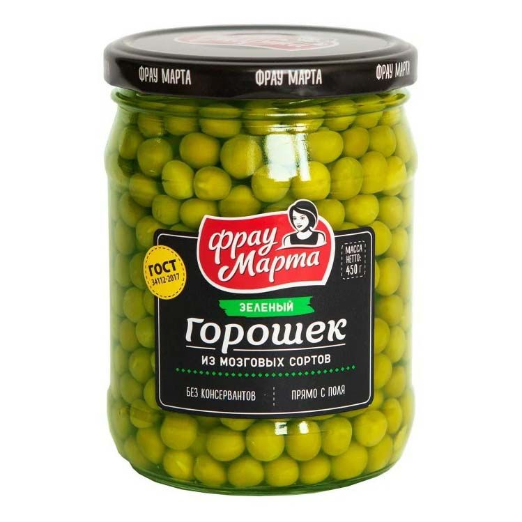 

Горошек зеленый Фрау Марта молодой 450 г дизайн банки в ассортименте