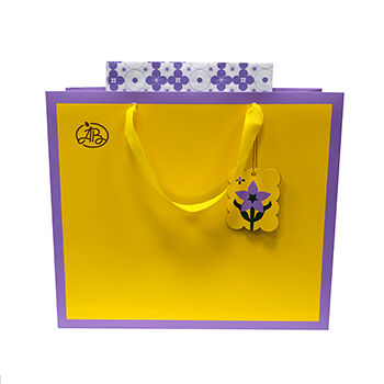 Пакет подарочный «Азбука вкуса» желто-фиолетовый с открыткой 40х35х14, Россия