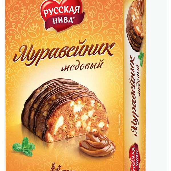 Торт песочный Муравейник Русская Нива медовый, 340г