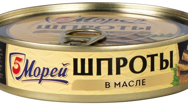 Шпроты 5 Морей из балтийской кильки в масле 160 г