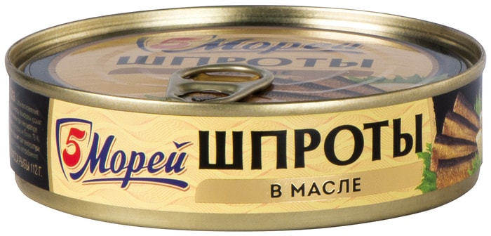 

Шпроты 5 Морей из балтийской кильки в масле 160 г