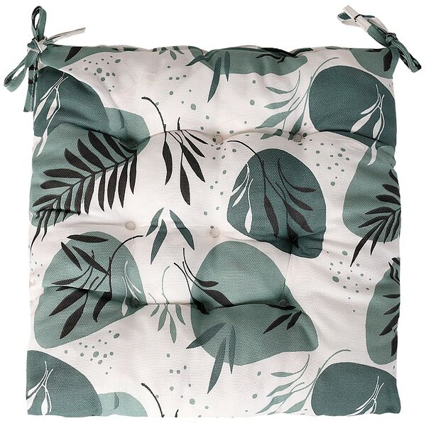 Подушка на стул Папоротник, 40х40х5 см, рогожка, хлопок, в ассортименте