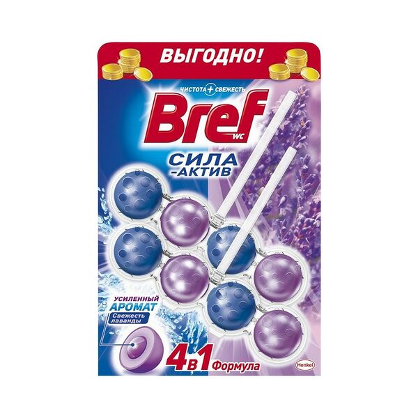 Bref средство чистящее для унитаза  3*50 г Сила-Актив Лимонная Свежесть