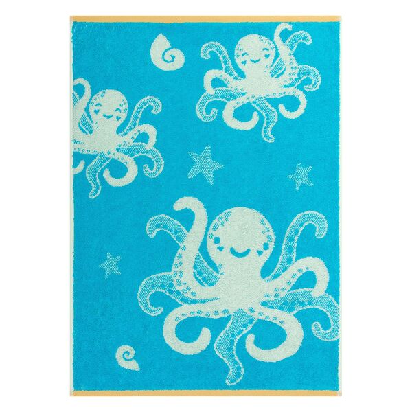 Полотенце махровое Cleanelly Basic Small feet, 50х70 см, пестротканное, голубой, хлопок, 460 г/м2