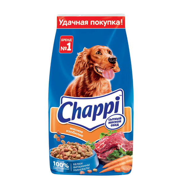 Сухой полнорационный корм для собак Chappi Сытный мясной обед, мясное изобилие, 15 кг