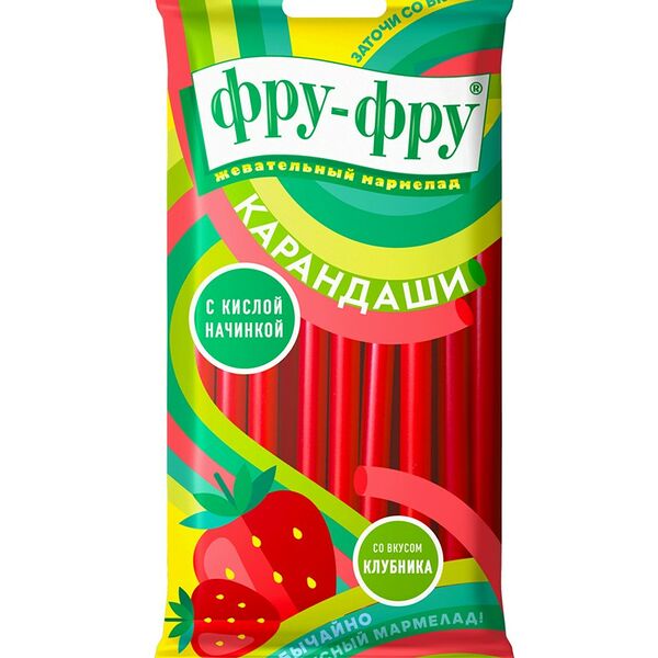 Мармелад жевательный Мармеладные карандаши Фру-Фру со вкусом клубники 80г