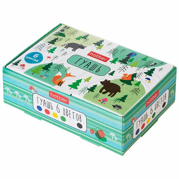 Краски Hatber Гуашь, 6 цветов
