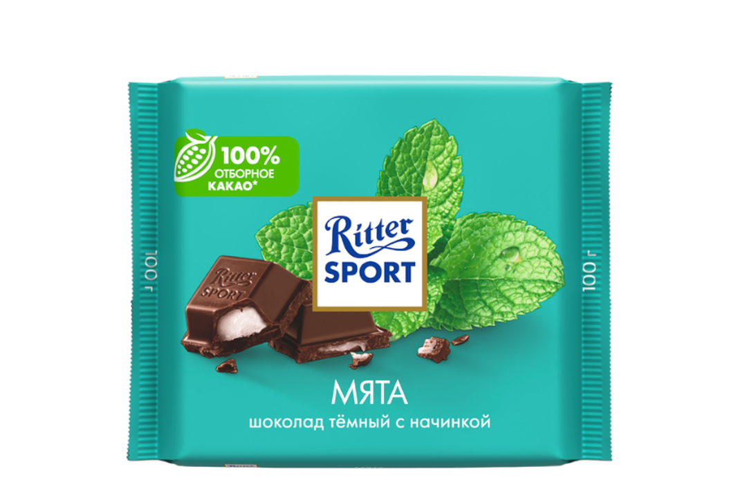 

Шоколад темный Ritter Sport с мятной начинкой 100 г