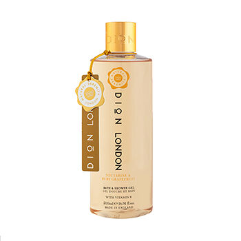 Гель для душа и ванны «Нектарин и рубиновый грейпфрут» с витамином Е, Dion London, 500 мл, Великобритания