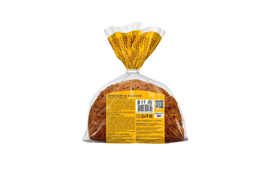 

Хлеб Коломенский Даниловский зерновой на закваске в нарезке 300 г