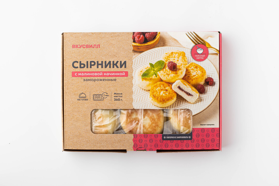 

Сырники с малиновой начинкой, Продукт замороженный, 360 г