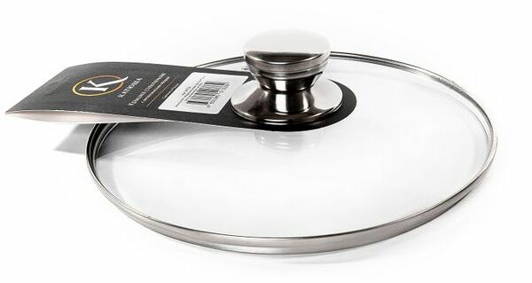 Крышка стеклянная Катюша металлический ободок ручка-металл, d 26 см