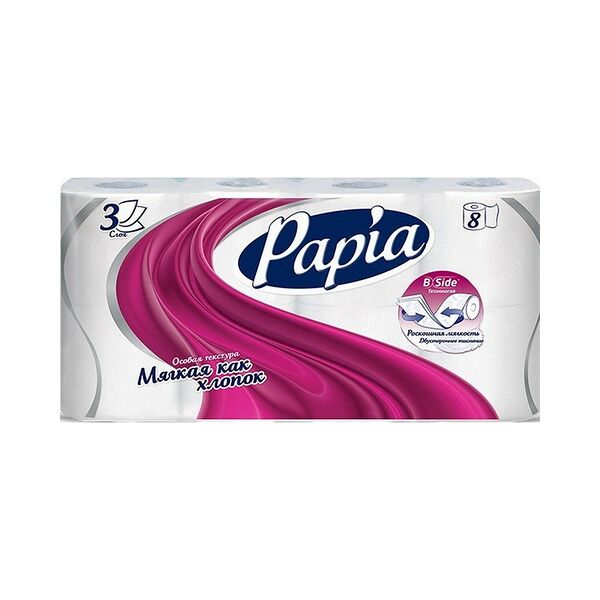 Бумага туалетн Papia Балийский цветок белая с ароматом и рис трехслойн 32шт
