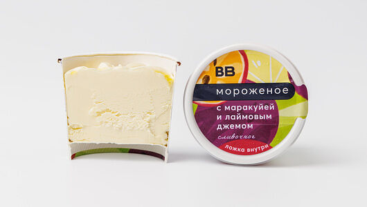 Мороженое сливочное с маракуйей и лаймовым джемом 