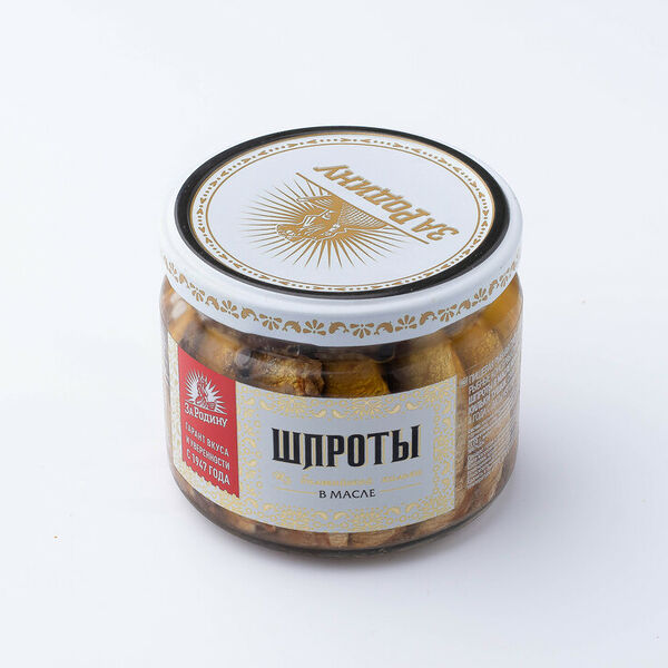 Шпроты За Родину тушки из балтийской кильки в масле, 270г