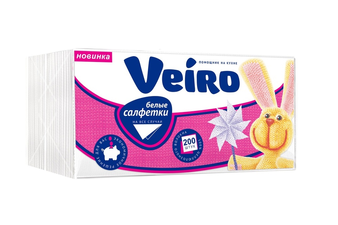 

Салфетки бумажные Veiro белые 1-слойные 200 шт