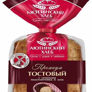 Хлеб тостовый Аютинский хлеб Премиум с семенами подсолнечника и льна пшенично-ржаной нарезанный 330г
