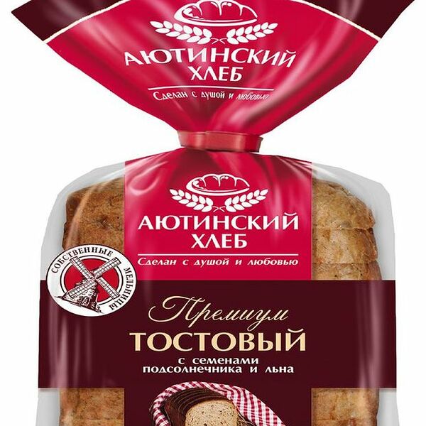 Хлеб тостовый Аютинский хлеб Премиум с семенами подсолнечника и льна пшенично-ржаной нарезанный 330г