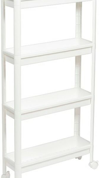 Этажерка Violet Vikea узкая 4-х ярусная на колесах белая