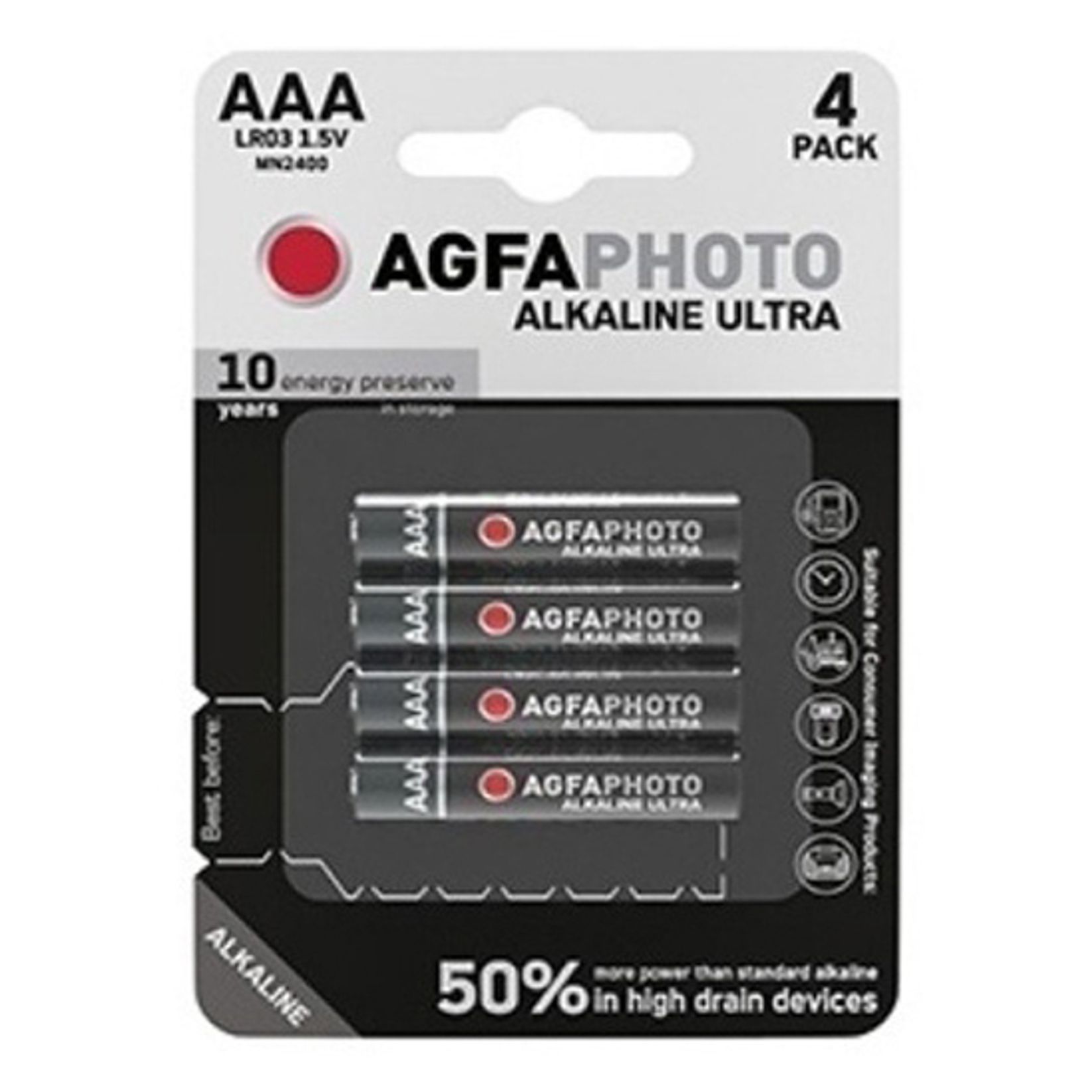 

Батарейки Ultra Alkaline Micro AAA, AgfaPhoto, 4 шт., Китай