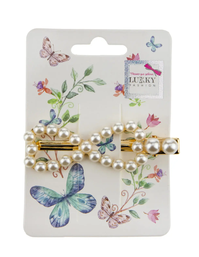 Заколка-зажим Lukky Fashion жемчужный бантик, 1 шт