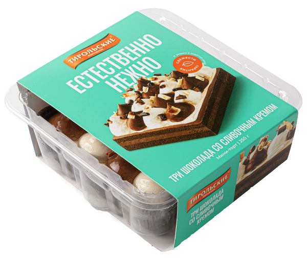 Торт Тирольские пирожные Три шоколада со сливочным кремом 250г
