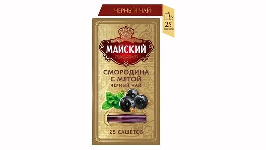 Чай черный Майский смородина с мятой, в пакетиках, 25 шт., 50г