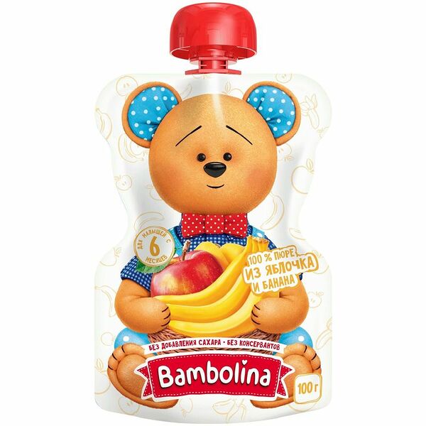 Пюре Bambolina яблоко-банан с 6 месяцев 100 г