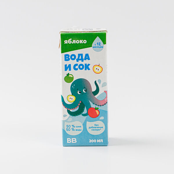 Напиток сокосодержащий ВкусВилл Вода и сок яблоко 200 мл