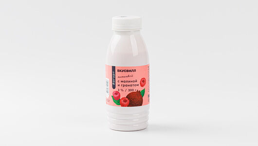 Йогурт питьевой ВкусВилл с малиной и гранатом 3%, 300г