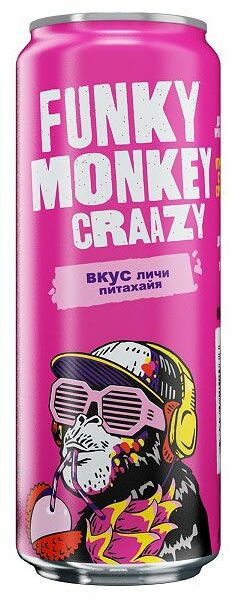 Напиток Funky Monkey Crazy личи-питахайя безалкогольный сильногазированный, 0,45л