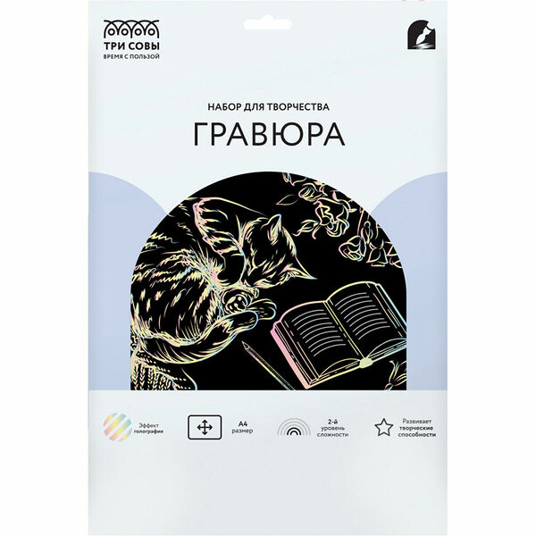 Гравюра с голографическим эффектом ТРИ СОВЫ 