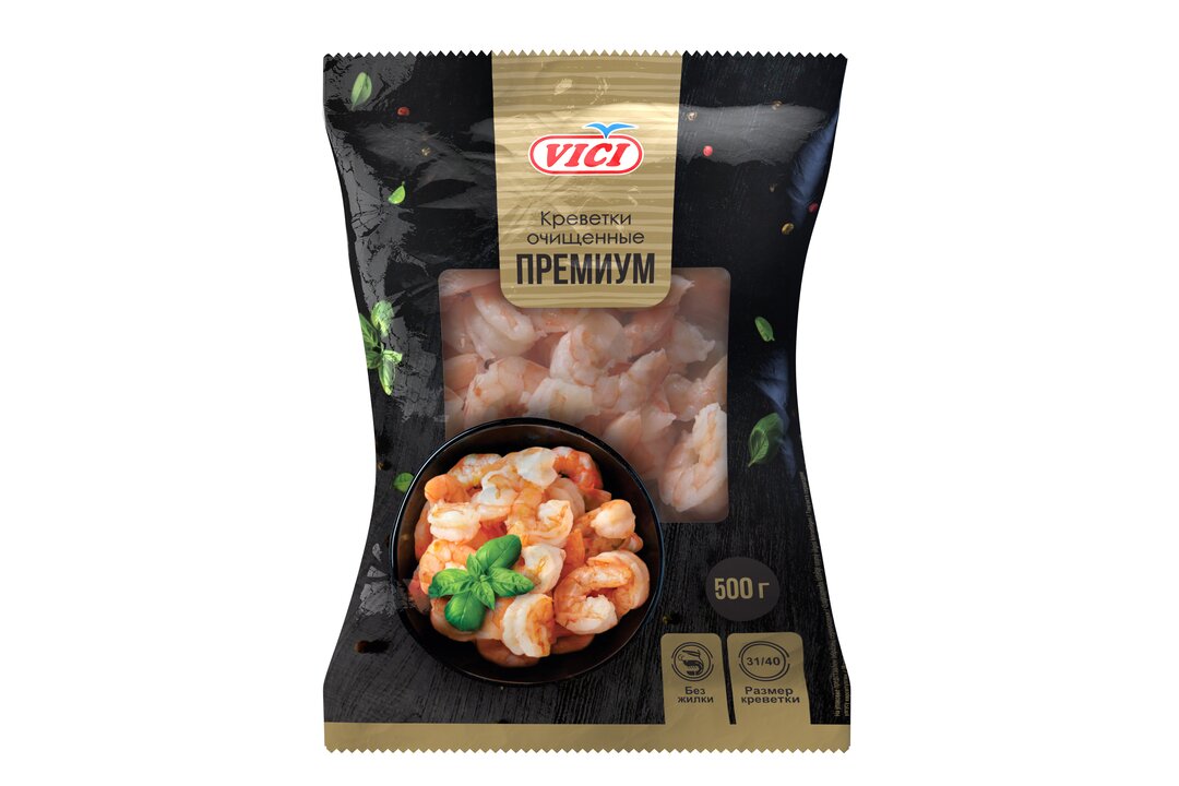 

Креветки королевские Vici очищенные премиум 31/40 500 г