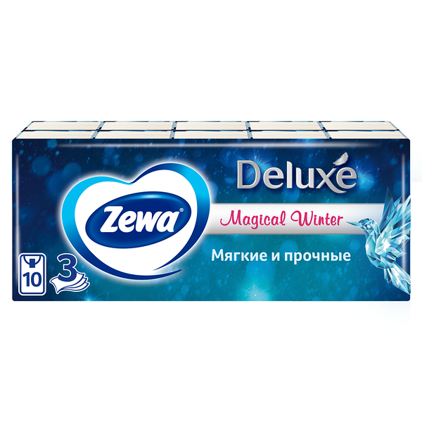 Платочки носовые Zewa Deluxe бумажные 10 x 10 шт