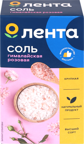 Соль Лента Гималайская розовая, крупная, 500 г