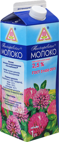 

Молоко пастеризованное Пискаревский Молочный Завод 2.5% 1 л